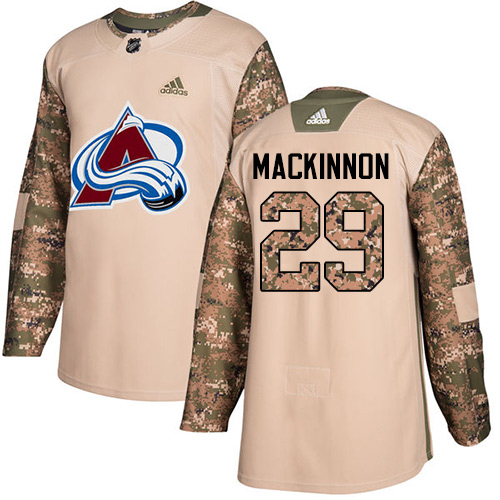 Adidas Avalanche #29 Nathan MacKinnon Camo Authentic Veterans Day Stitched NHL Jersey